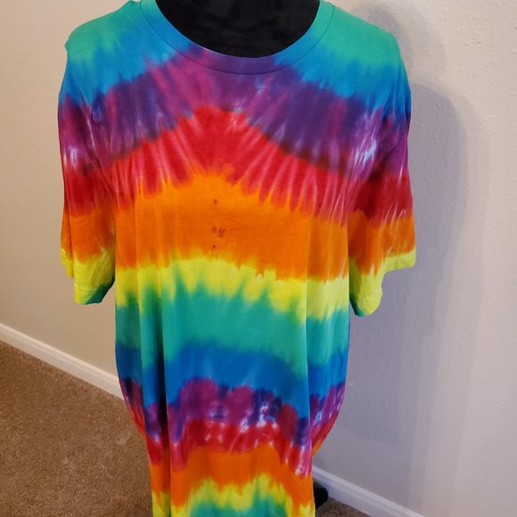 Canvas Tie Dye Boho style short sleeve T-shirt 100% cotton size 2XL. - Picture 3 of 11